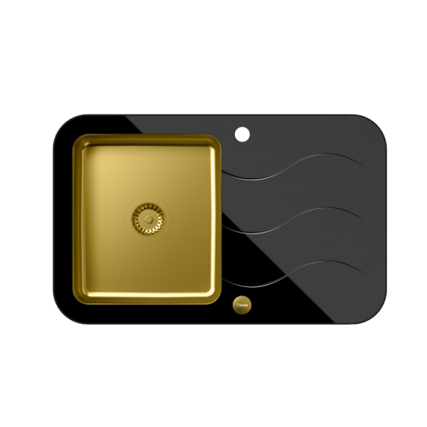 QUADRON Glen 211 HardQ komora stalowa PVD złota z czarnym blatem szklanym HB8078SC3FG1