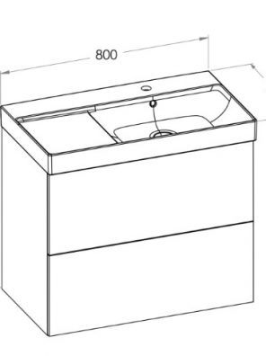 ROCA ELLA Zestaw łazienkowy Unik z 2 szufladami, umywalka asymetryczna prawa A851913806