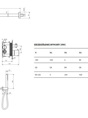 EXCELLENT Seria Pi Zestaw prysznicowo - wannowy podtynkowy 3F termostatyczny AREX.SET.1248CR