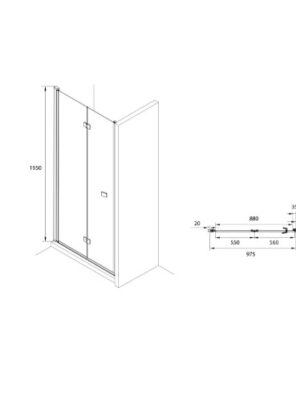 ROCA CAPITAL Drzwi składane do wnęki prysznicowej profile aluminiowe z powłoką MaxiClean AM4510012M