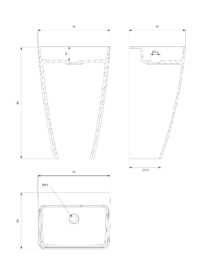 OMNIRES PARMA M+ umywalka wolnostojąca, 55 x 43 cm PARMAUWBOBP